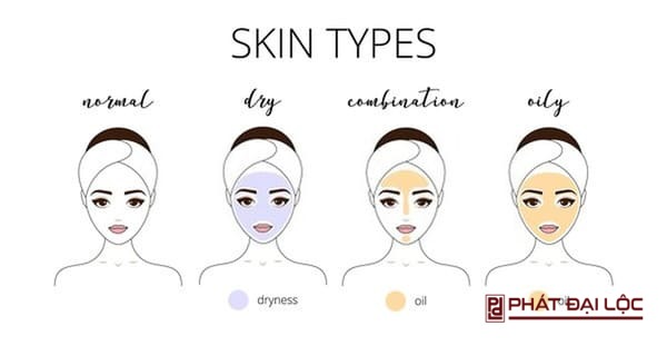 Có 4 loại da phổ biến : da thường, da nhờn, da khô, da hỗn hợp