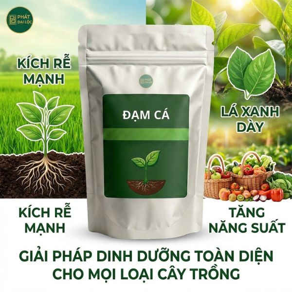 Phân Đạm Cá Hữu Cơ Humic + Amino Dạng Viên – Nuôi Rễ Khỏe, Xanh Lá Bền, Phục Hồi Cây Nhanh